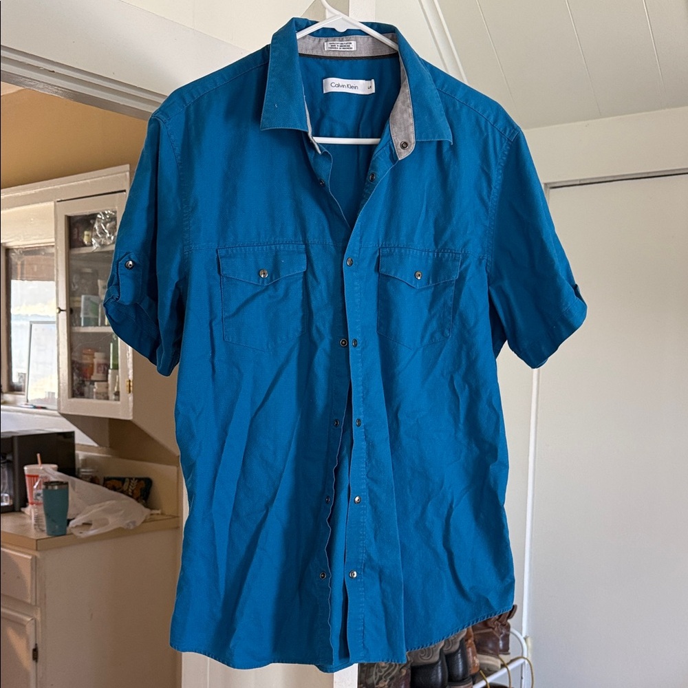 Calvin Klein Teal Casual Button Down Shirt